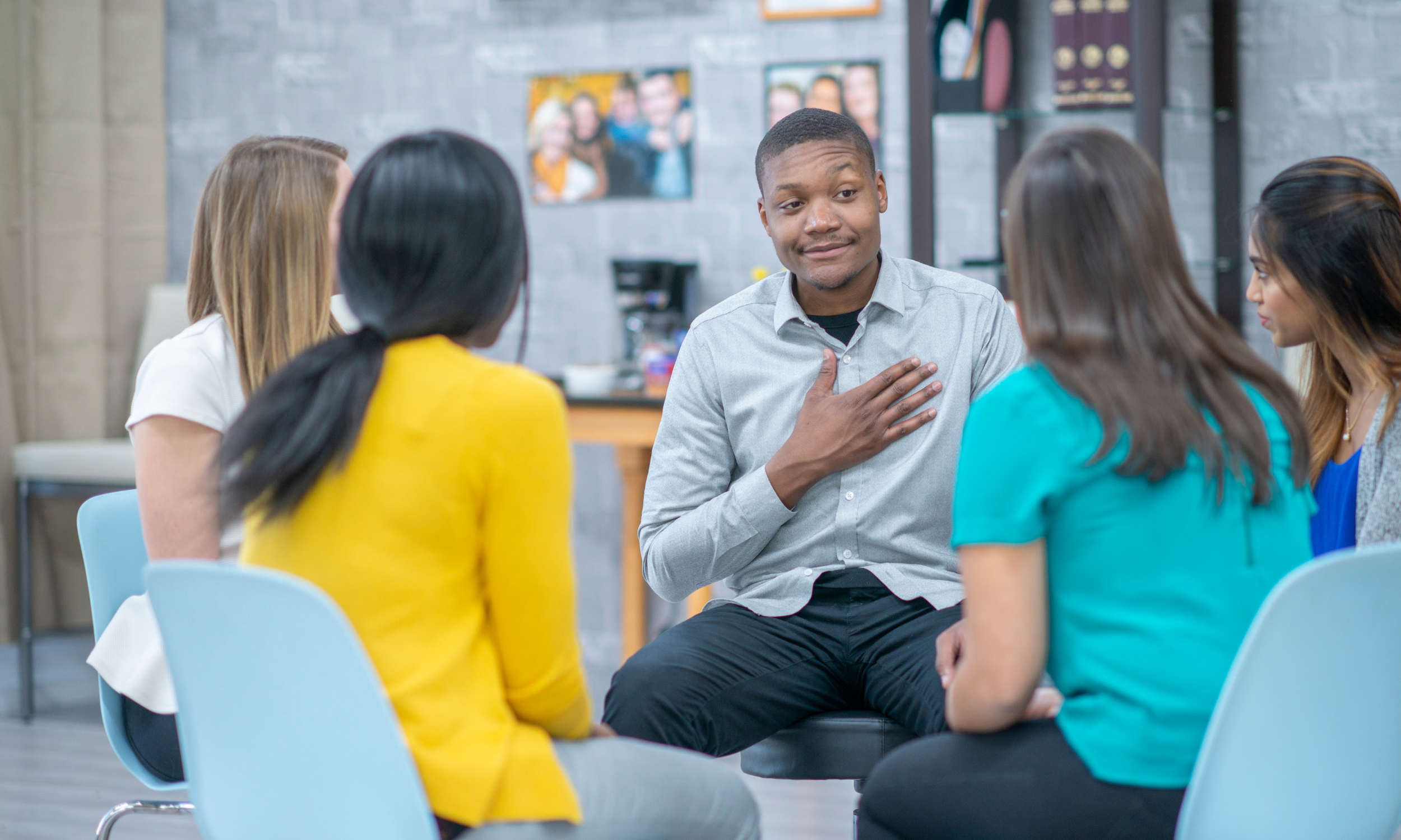 cognitive behavioral therapy benefits in mental health group session, modern clinic, diverse adults, relaxed and engaged cognitive behavioral therapy benefits in mental health group session, modern clinic, diverse adults, relaxed and engaged