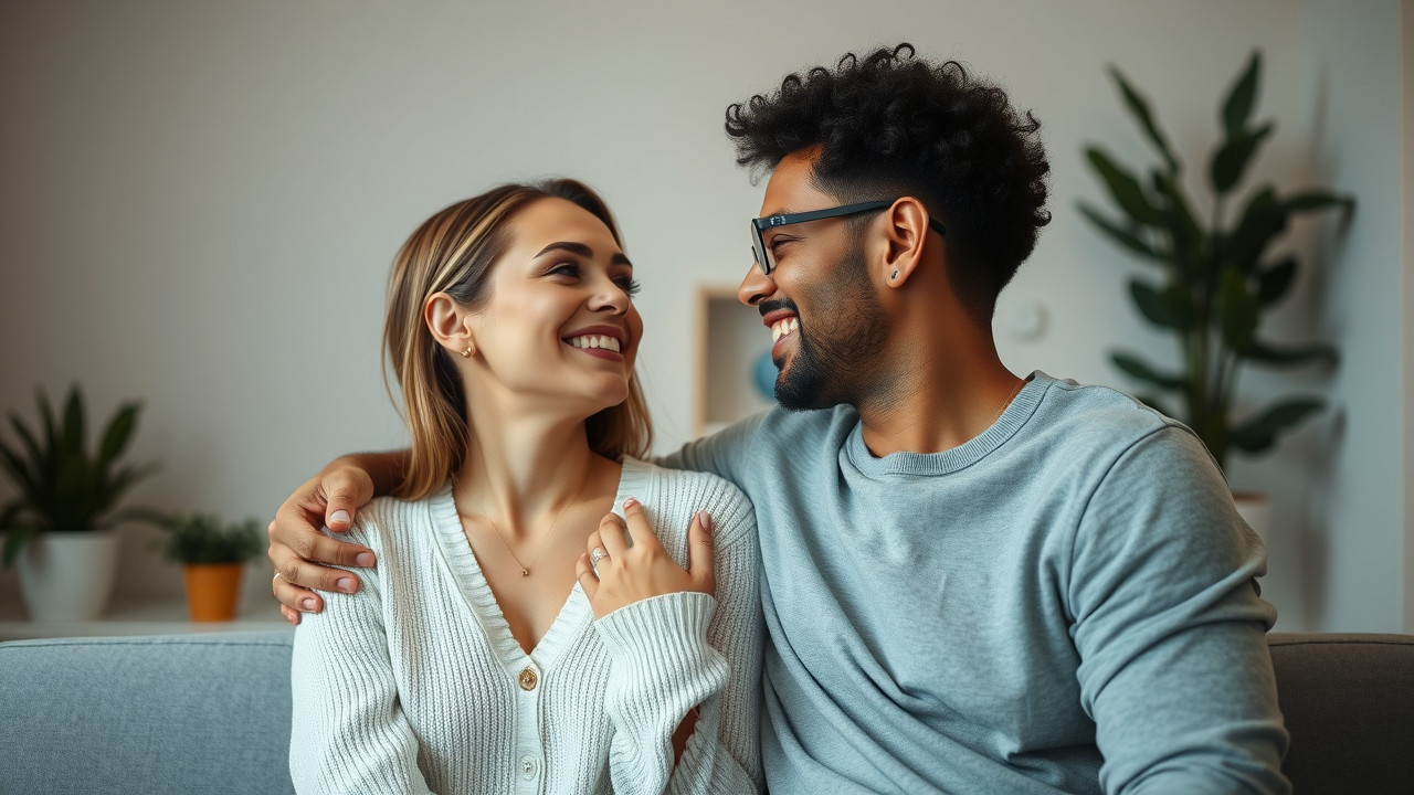 marriage counseling brooklyn - happy relieved couple holding hands after therapy session, serene modern office, harmonious light, shot with 50mm lens