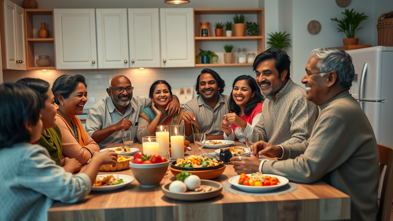 Multi-generational family showing unity at home - family therapy and mental health benefits