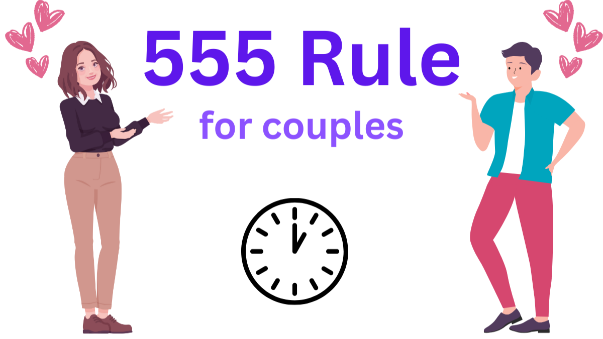 Modern infographic defining the 555 rule for couples - communication strategy in couple therapy